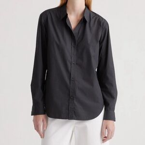 Quince Black Women's Organic Cotton Poplin Button Front Classic Shirt
